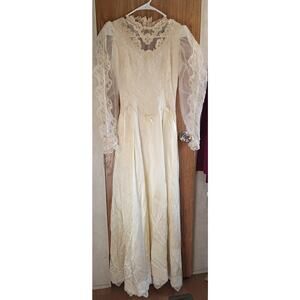 Antique Handmade Lace Wedding Dress XS Edwardian Prairie Heirloom Project Gown